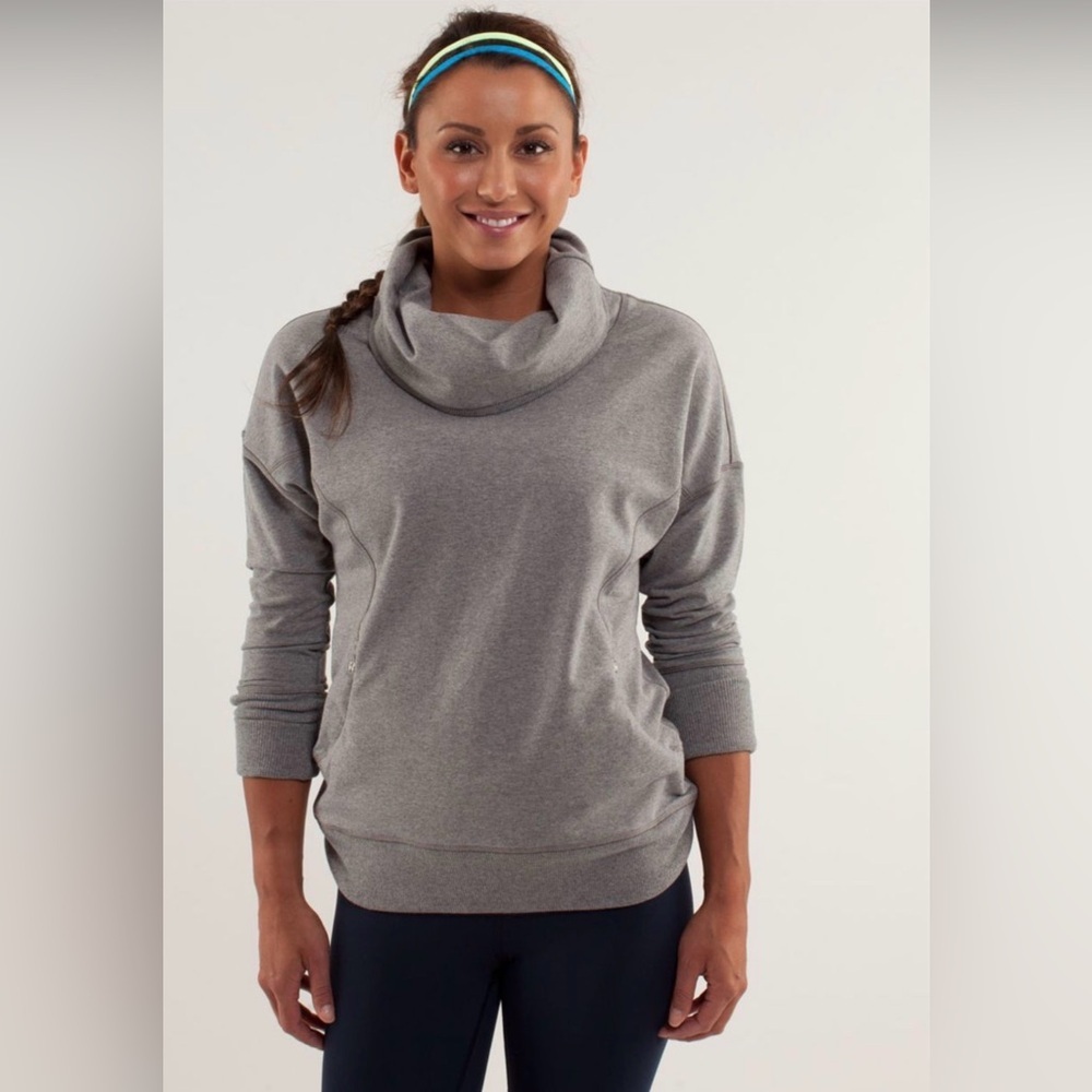 Lululemon Athletica Rest Day Cowl Neck Pullover Sweatshirt, Vintage Grey,Size 10 - Picture 2 of 13